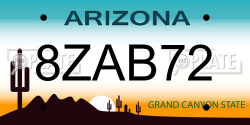 8ZAB72 Arizona License Plate
