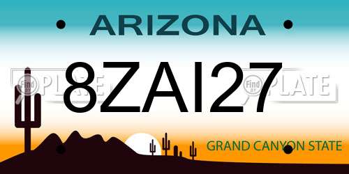 8ZAI27 Arizona License Plate