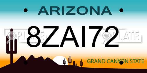 8ZAI72 Arizona License Plate