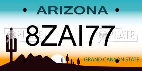 8ZAI77 Arizona License Plate
