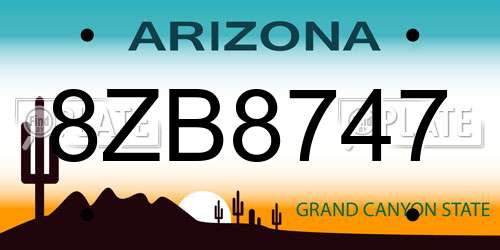 8ZB8747 Arizona License Plate