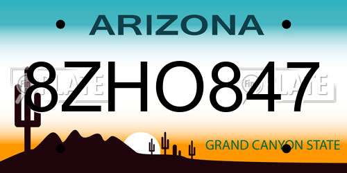 8ZHO847 Arizona License Plate