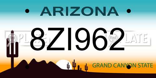 8ZI962 Arizona License Plate