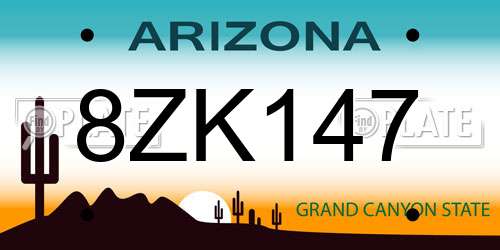 8ZK147 Arizona License Plate