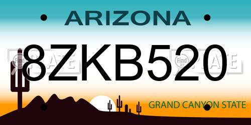8ZKB520 Arizona License Plate