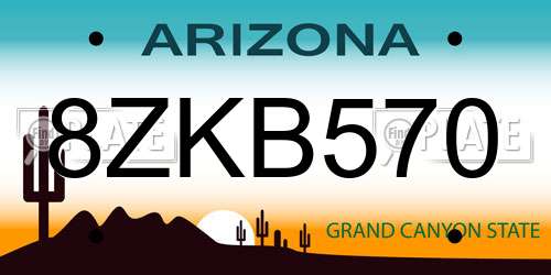 8ZKB570 Arizona License Plate
