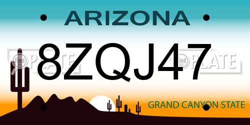 8ZQJ47 Arizona License Plate