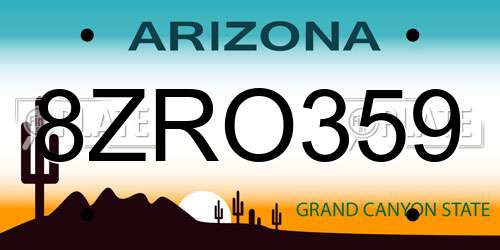 8ZRO359 Arizona License Plate