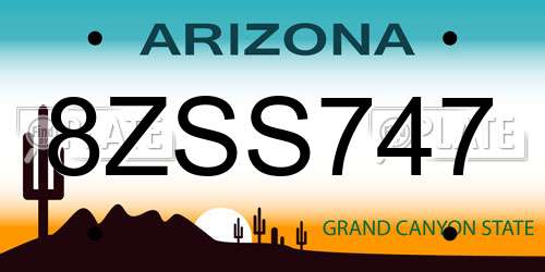 8ZSS747 Arizona License Plate