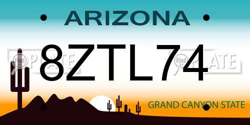 8ZTL74 Arizona License Plate