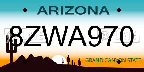 8ZWA970 Arizona License Plate