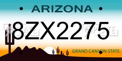 8ZX2275 Arizona License Plate
