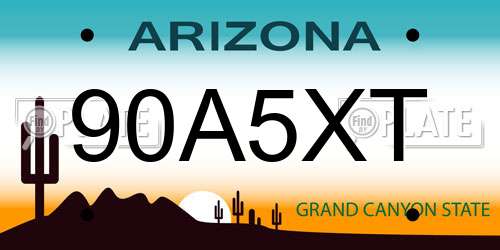 90A5XT Arizona License Plate