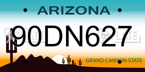 90DN627 Arizona License Plate