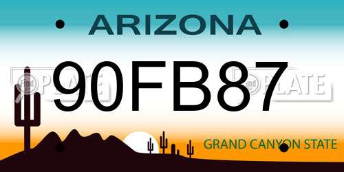 90FB87 Arizona License Plate