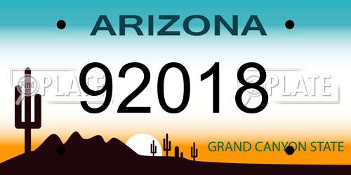 92018 Arizona License Plate