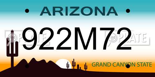 922M72 Arizona License Plate