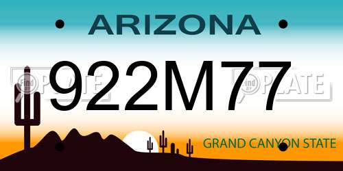 922M77 Arizona License Plate