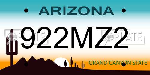 922MZ2 Arizona License Plate