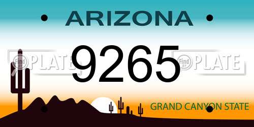 9265 Arizona License Plate