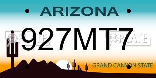 927MT7 Arizona License Plate