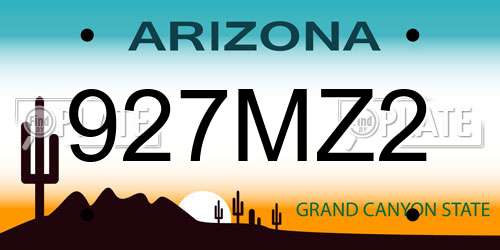927MZ2 Arizona License Plate