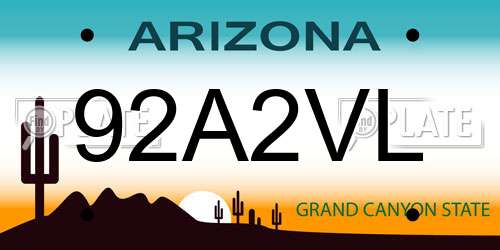 92A2VL Arizona License Plate