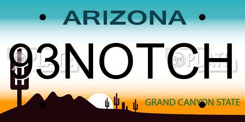 93NOTCH Arizona License Plate