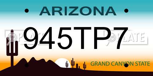 945TP7 Arizona License Plate