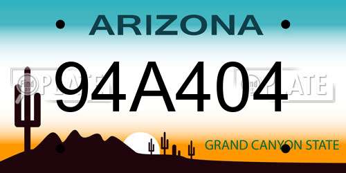 94A404 Arizona License Plate