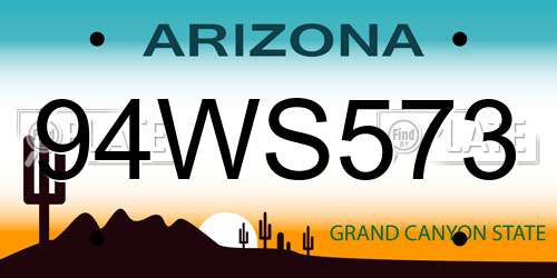 94WS573 Arizona License Plate