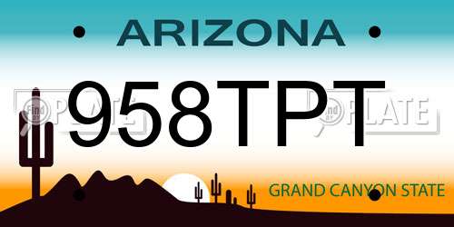 958TPT Arizona License Plate