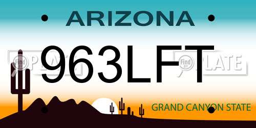 963LFT Arizona License Plate