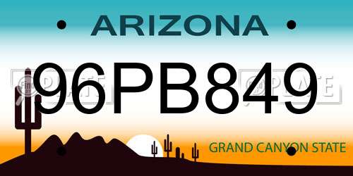 96PB849 Arizona License Plate