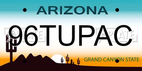96TUPAC Arizona License Plate