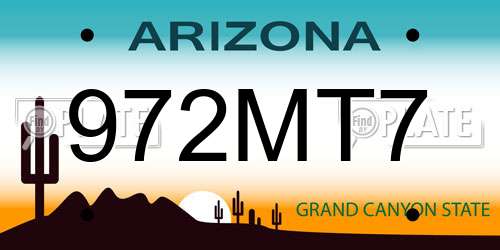 972MT7 Arizona License Plate