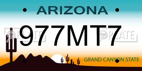 977MT7 Arizona License Plate