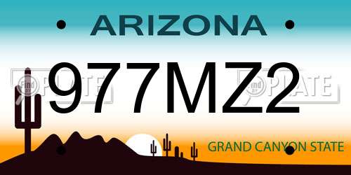 977MZ2 Arizona License Plate
