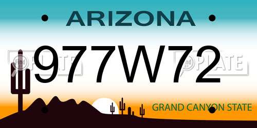977W72 Arizona License Plate