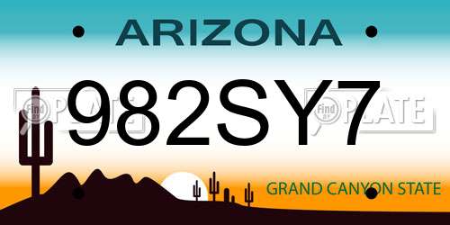 982SY7 Arizona License Plate