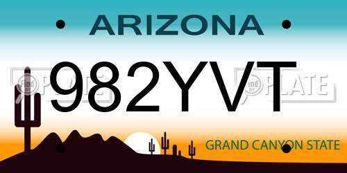 982YVT Arizona License Plate