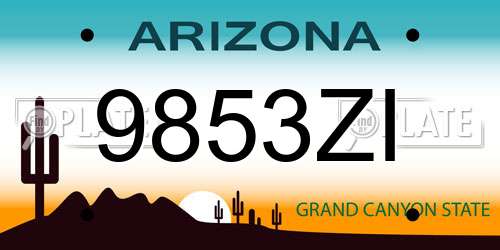 9853ZI Arizona License Plate