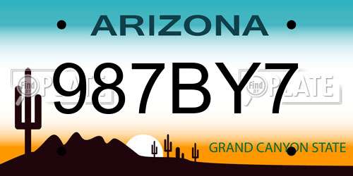987BY7 Arizona License Plate