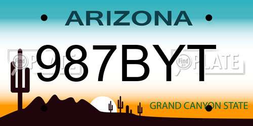 987BYT Arizona License Plate