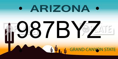 987BYZ Arizona License Plate