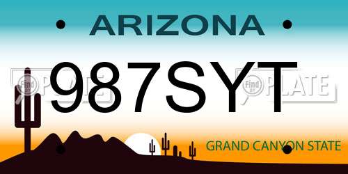 987SYT Arizona License Plate