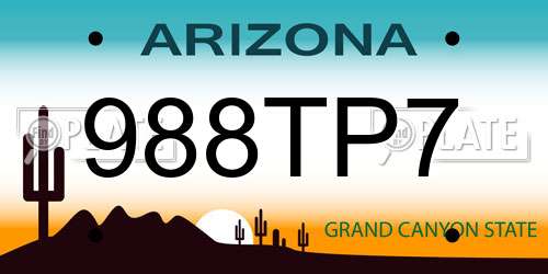 988TP7 Arizona License Plate