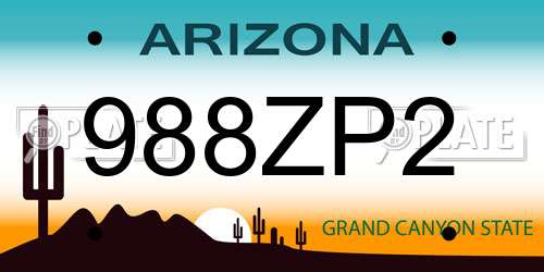 988ZP2 Arizona License Plate