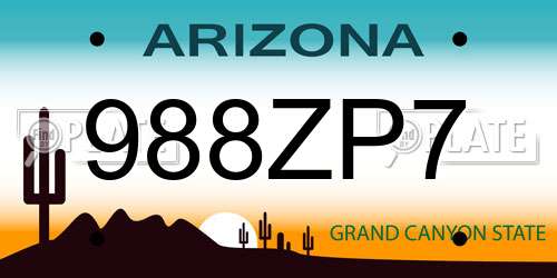 988ZP7 Arizona License Plate