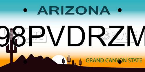 98PVDRZM Arizona License Plate
